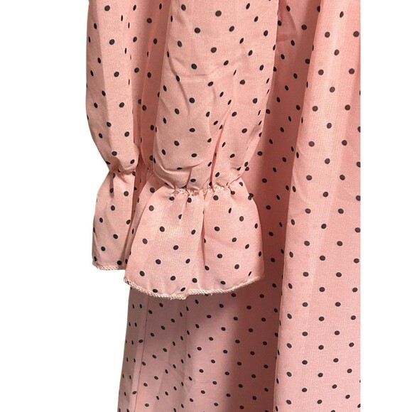 Pink Black Polka Dot  Square Neck A Line Chiffon Whimsical‎ Fairy Romantic Large - Picture 4 of 10